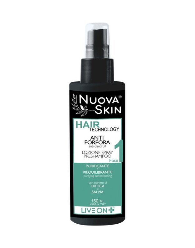 "Nuova Skin" Balansuojamasis purškiamas losjonas prieš šampūną nuo pleiskanų, 150 ml