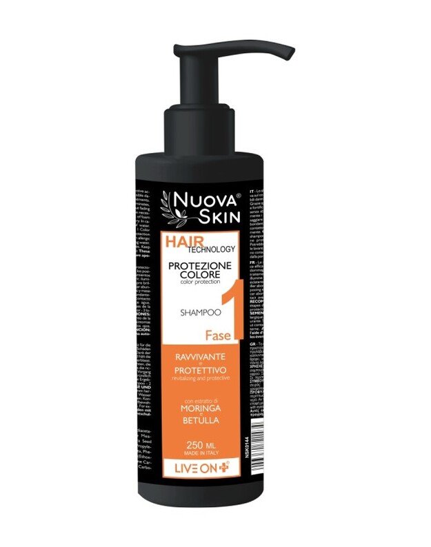 "Nuova Skin" Šampūnas dažytų plaukų spalvos apsaugai ir gyvybingumui, 250 ml