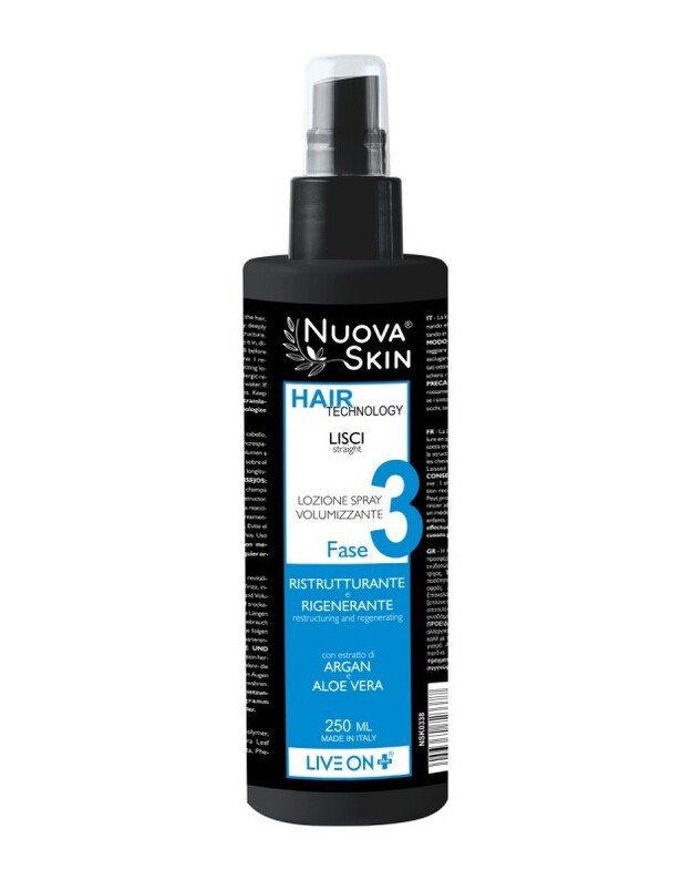 "Nuova Skin" Purškiklis apimčiai ir atkūrimui tiesiems plaukams, 250 ml
