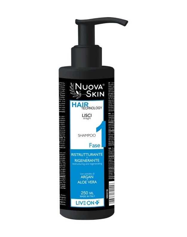 "Nuova Skin" Atstatomasis šampūnas tiesiems plaukams, stiprinantis, 250 ml